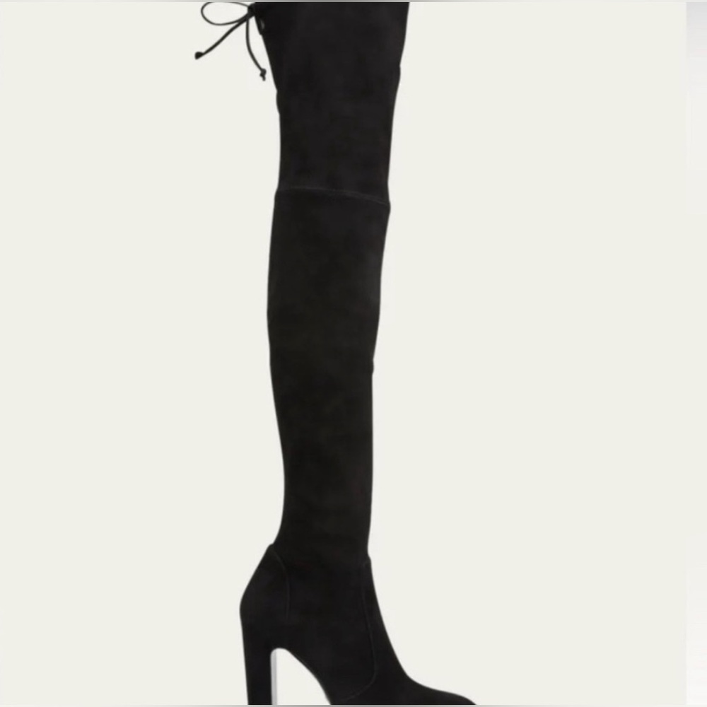 Women's Black Over-the-Knee Suede Heel Boots